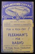 1938/39 Essex Senior Cup semi-final at Chelmsford City match programme Barking v Harwich & Parkeston