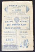 1934/35 Stockport County v West Bromwich Albion FA Cup match programme 16 February; Fair condition.