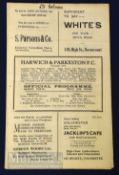 1935/36 Harwich & Parkeston v Old Malvernians Amateur FAC 2nd round match programme 4th January;
