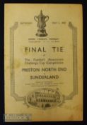 1937 FAC Final match programme Preston N.E. v Sunderland at Wembley; has grubby marks, covers