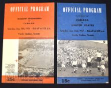 1957 Canada v United States of America football programme 22 June 1957 Varsity Stadium, Toronto (
