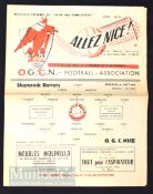 1959/60 European Cup Nice v Shamrock Rovers football programme 26 August, large newspaper type