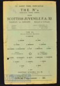 1951/52 The N’s v Scotland at St James Park junior challenge football programme, 4 page; punch hole,