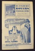 1938/39 Blackburn Rovers v West Bromwich Albion Div. 2 match programme 1st April; Fair condition.