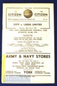 1950/51 York City v Leeds Utd benefit football programme 30 April at Bootham Crescent, slight