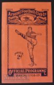 1938/39 Arsenal v Brentford match programme Div. 1, 6 May. Has damp stain inside to bottom 1/8th