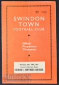 1951 Festival of Britain Swindon Town v Borussia Dortmund match programme 14 May; fold, slight