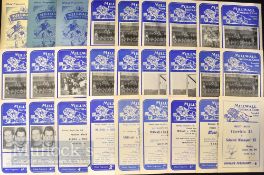 Collection of Millwall home football programmes 1953/54 Walsall 1954/55 Simmering (Austria) 1955/