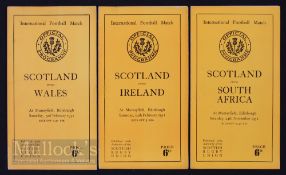 1951 Scottish Rugby Programmes inc Oddities (3): Covers & pics only for Wales’ 19-0 shock defeat, no