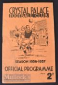 1936/37 Crystal Palace v Watford football programme 31 October Division 3 (s) match; Fair