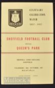 Centenary football match programme for the ‘Oldest Club in the World’ 1957 Sheffield (the oldest)