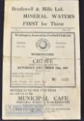 1947/48 FAC football programme Workington v Crewe Alexandra at Borough Park 13 December 1947, fold