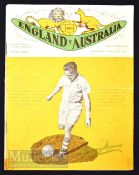 1951 International soccer match Australia v England the 3rd test 7 July match programme at Brisbane.