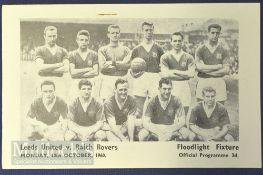 1960/61 Raith Rovers v Leeds Utd floodlight friendly match programme 10 October at Starks Park; Good