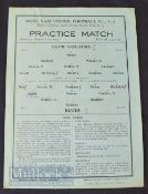 1937/38 West Ham Utd public practice match Club Colours v Blues, single sheet football programme