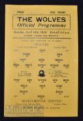 1941/42 War League Cup match programme Wolverhampton Wanderers v Manchester United 18 April 1942.