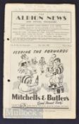 1951 Festival of Britain West Bromwich Albion v Floriana match programme 14 May; punch holes, pencil