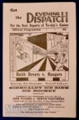 1953/54 Raith Rovers v Rangers Div A match programme 21 November; Good condition.