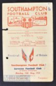 1951 Festival of Britain Southampton v Servette match programme 14 May, 4 pages; punch holed, edge