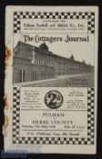 Pre war 1935/36 FAC 6th round match programme Fulham v Derby County 29 February; loose covers (tears