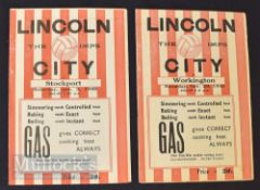 1947/48 Lincoln City football match programmes v Workington (FAC), v Stockport County 3 January