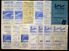 Selection of Southend Utd home match programmes to include 1948/49 Bournemouth, 1949/50 Wrexham (