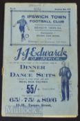 1933/34 Ipswich Town v Harwich & Parkeston match programme Southern Amateur League 26 December (