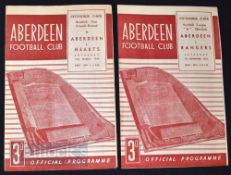 1953/54 Aberdeen v Rangers football programme league match 7 November plus v Hearts Scottish Cup