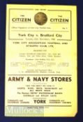 1945/46 War League York City v Bradford City football programme Xmas Day 1945, 4 pager, slight tear,