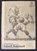 1954 Germany ‘B’ v England ‘B’ match programme 24 March in Gelsenkirchen, Duncan Edwards and Roger