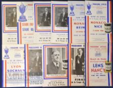 Selection of Assorted French football programmes to include 1956 French Cup Lens v Nancy ¼ final,
