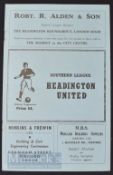 1957/58 Headington Utd v Peterborough Utd friendly football programme 19 March. Good. NB: Notes