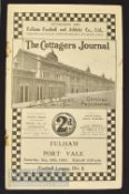 1933/34 Fulham v Port Vale match programme Div. 2 26 August. Heavy rust to staple, age wear, fair