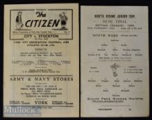 1952/53 North Riding Senior Cup Final York City v Stockton football programme 9 May at Bootham