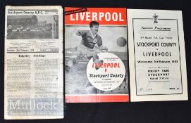 Stockport County v Liverpool FAC match programmes 1949/50 (11 February 1950), 1964/65 (3 February