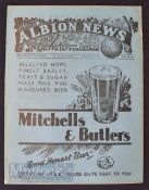 1935/36 West Bromwich Albion v Blackburn Rovers reserves Central League match programme 4 January;