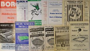 Selection of Heart of Midlothian away football match programmes to include 1953/54 Newcastle Utd,