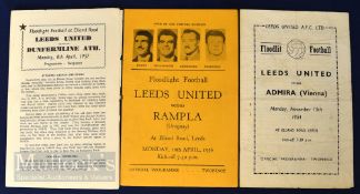 Selection of Leeds Utd home friendly match programmes to include 1954 Admira (Vienna), 1956