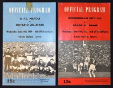 1961 Tour match Birmingham City v Stade de Reims football programme 14 June Varsity Stadium Toronto,