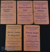 1937/38 Selection of Dulwich Hamlet home match programmes to include St. Albans City, The Casuals,