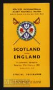 1943 Rare Wartime Rugby Programme, Scotland v England: Again at Inverleith as a wartime