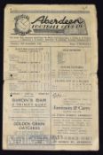 Scarce 1947/48 Aberdeen v Queen of the South Scottish League Cup Div. ‘A’ Section ‘D’ match