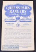 1951 Festival of Britain Queens Park Rangers v S.V.V. Schiedam match programme 7 May 4 page, Good.