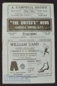 1925/26 pre-league Carlisle Utd v Seaton Delaval, North Eastern League match programme, 13 February,