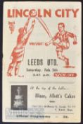 1948/49 Div. 2 Lincoln City v Leeds Utd home football programme 5 February 1949. Fair-good.