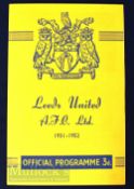 1951/52 Leeds Utd v Chelsea FAC match programme 23 February. Good.
