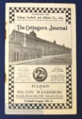 Pre war 1933/34 Fulham v Bolton Wanderers Div. 2 football programme 10 May; slight crease, heavy
