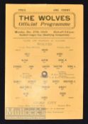 1943/44 War League Cup football programme Wolverhampton Wanderers v Stoke City 27 December 1943,