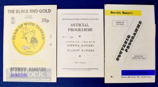 Berwick Rangers v Glasgow Rangers match programmes to include Scottish Cup 1966/67 (with newspaper