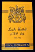 1951/52 Leeds Utd v Bradford Park Avenue home football programme FAC 2 February. Team changes, o/